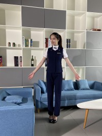 BD-MO-090   訂購馬甲前台制服    設計時尚領口   舒適   端莊   修身  抗皺 有型 透氣 真人試穿 模特示範   前台制服工廠 細節-1